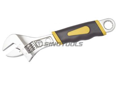 Adjustable Wrench with Double Color Plastic Handle